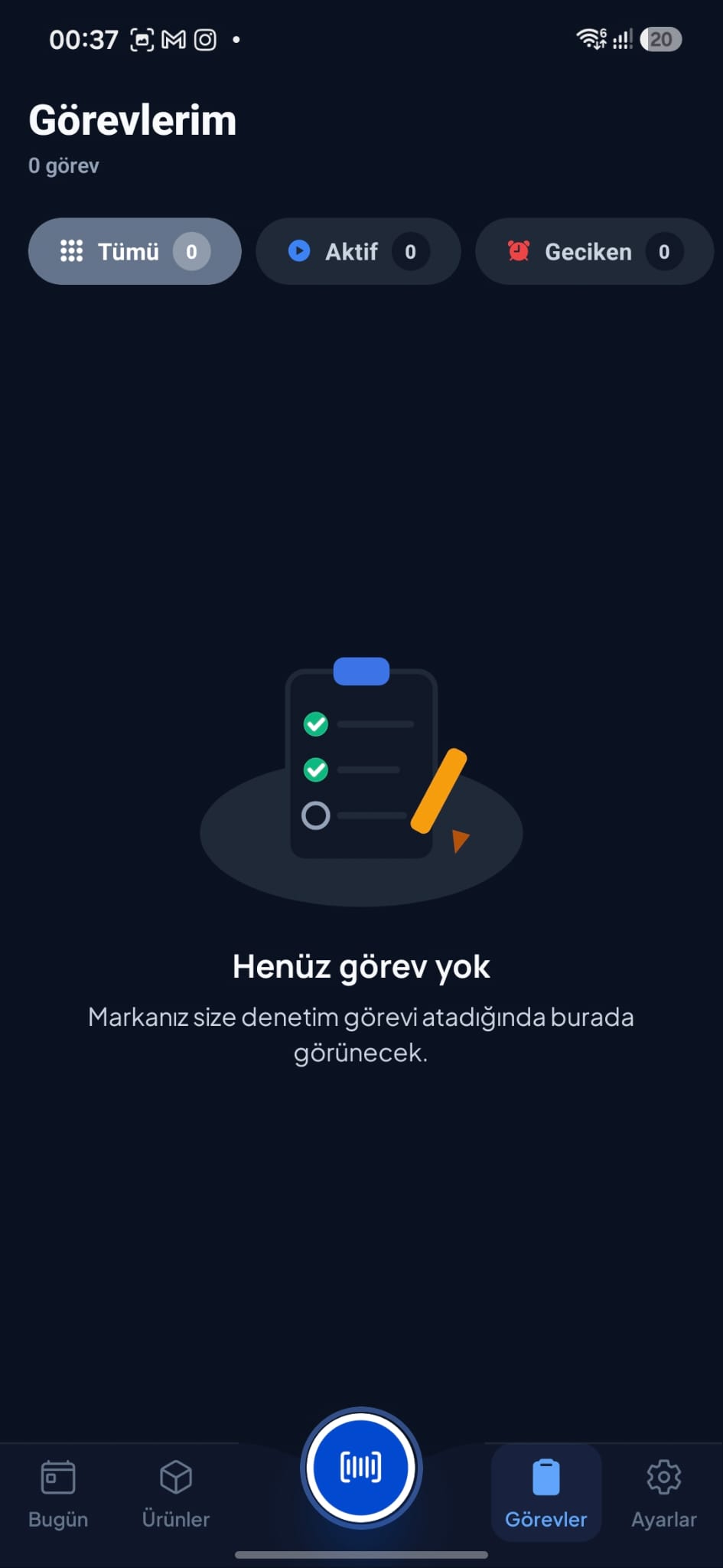 Personel Görevleri ekranı — koyu tema